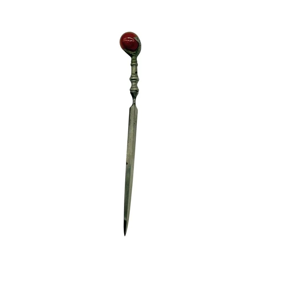 Vintage Letter Opener Dragon Claw Carnelian Gemstone Germany‎ Desk Accessory